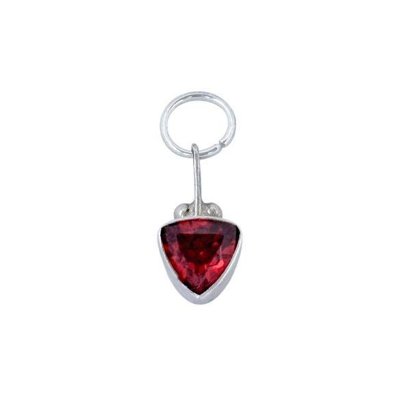 Estate Sterling Silver 925 Garnet Charm Pendant - Picture 3 of 7